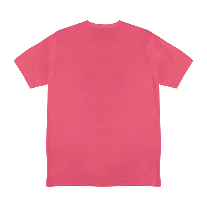 Plain back of a pink BL101 tee, flat lay view