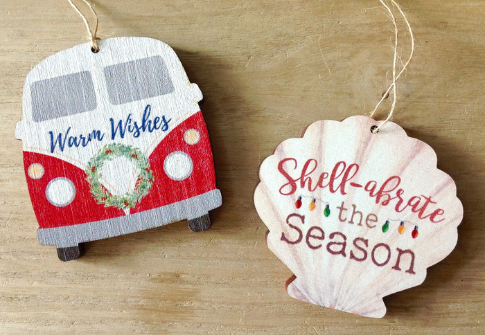 Beach Festive Wood Ornament