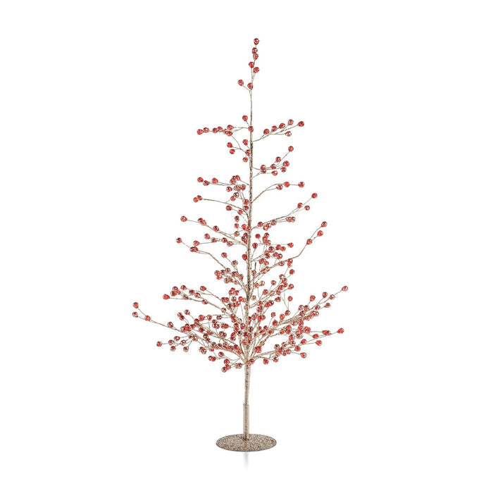 Beaded Glass Berry Tree - Red and Gold - Holiday Decor by Carlyle Avenue