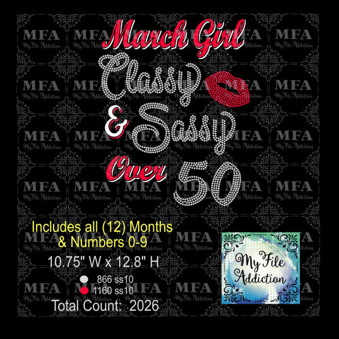 Birthday Month Girl Classy Sassy Rhinestone & Vector Digital Download File - My File Addiction