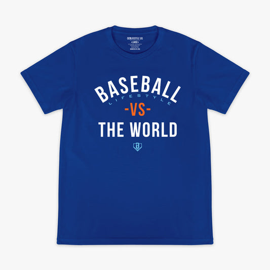 Navy BL101 Vs The World graphic tee — front view