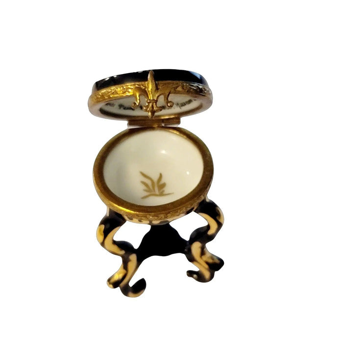 Elegant Black Limoges Table Stool Porcelain Limoges furniture French Trinket Box