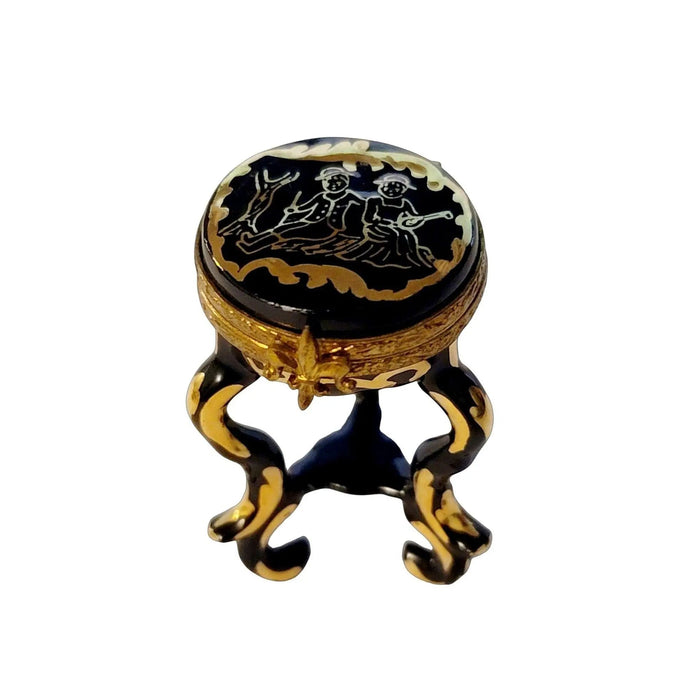Elegant Black Limoges Table Stool Porcelain Limoges furniture French Trinket Box