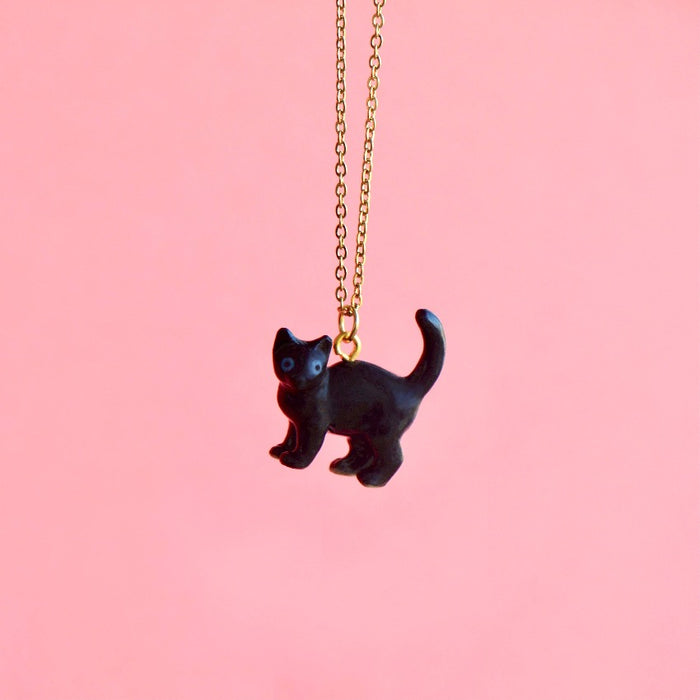 Porcelain Necklace - Black Cat