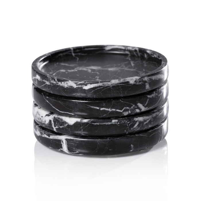 Marble Coaster - Set of 4 - Black Marquino - Barware by Carlyle Avenue