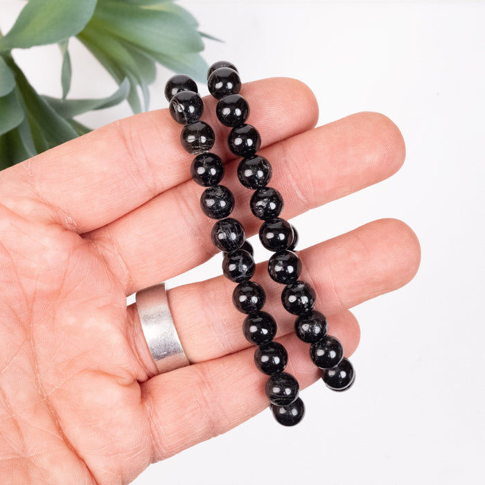 Black Tourmaline 8mm Bead Bracelet - InnerVision Crystals
