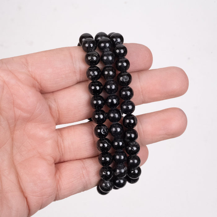 Black Tourmaline 8mm Bead Bracelet - InnerVision Crystals