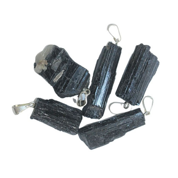 Black Tourmaline Raw Pendant Variety