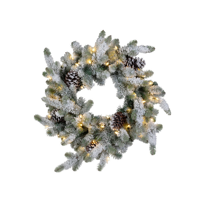 Blue Spruce Flocked Wreath w/WED