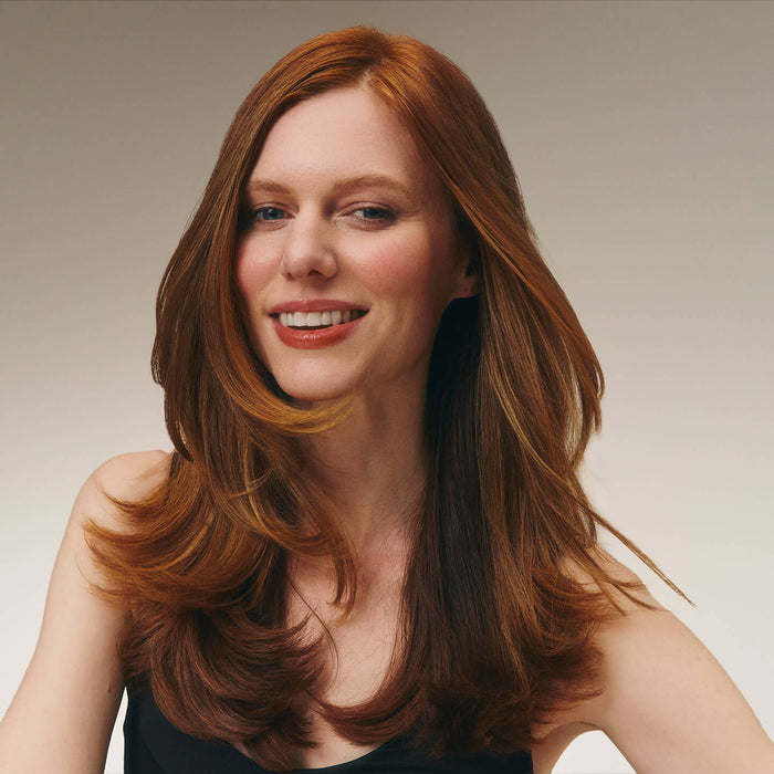 Woman with long red wavy hair