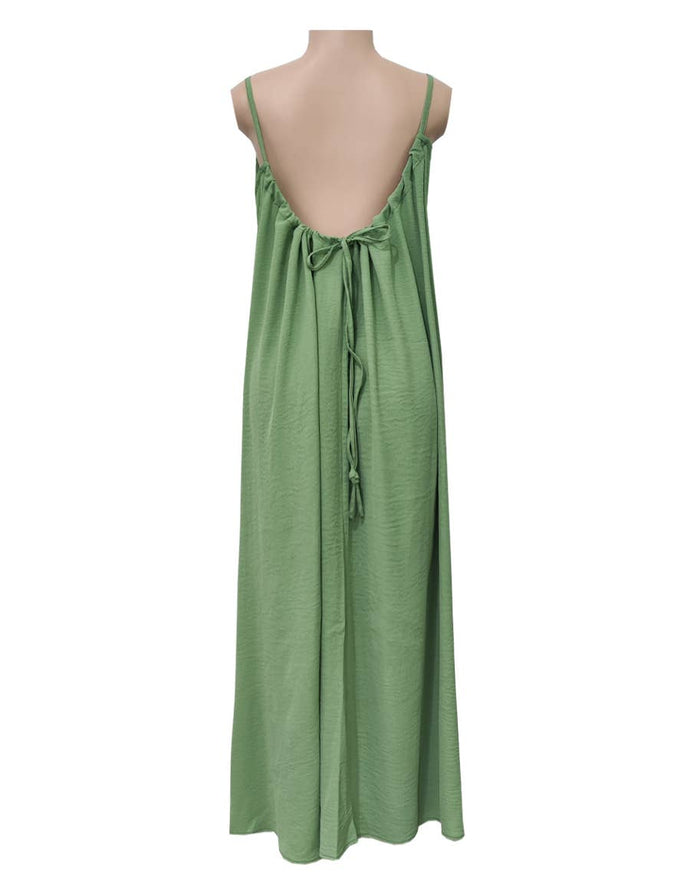 Boho Beach Backless Tie Multi Color Cami Dress