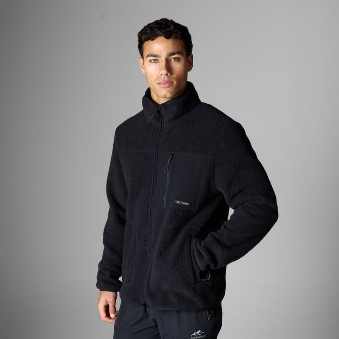 Borg Tech Zip Through Jacket | Black