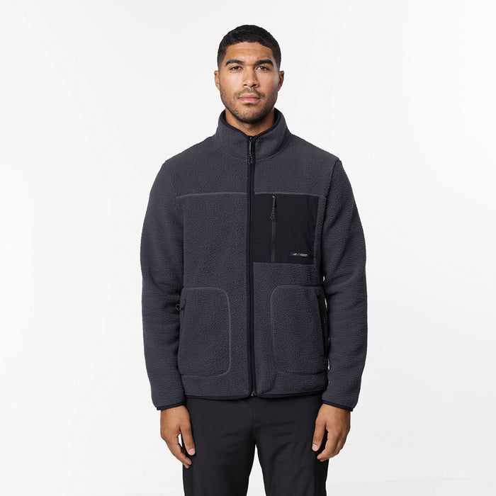 Borg Tech Zip Through Jacket | Dark Grey