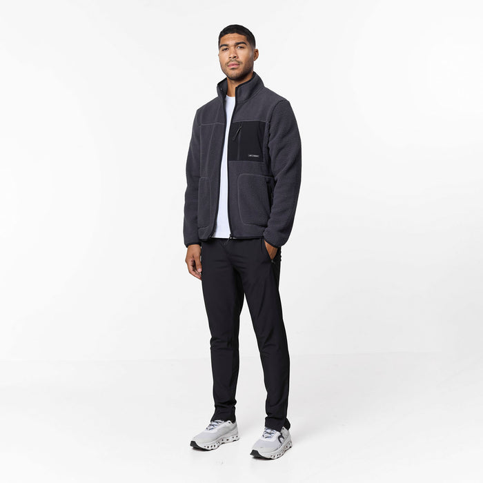 Borg Tech Zip Through Jacket | Dark Grey