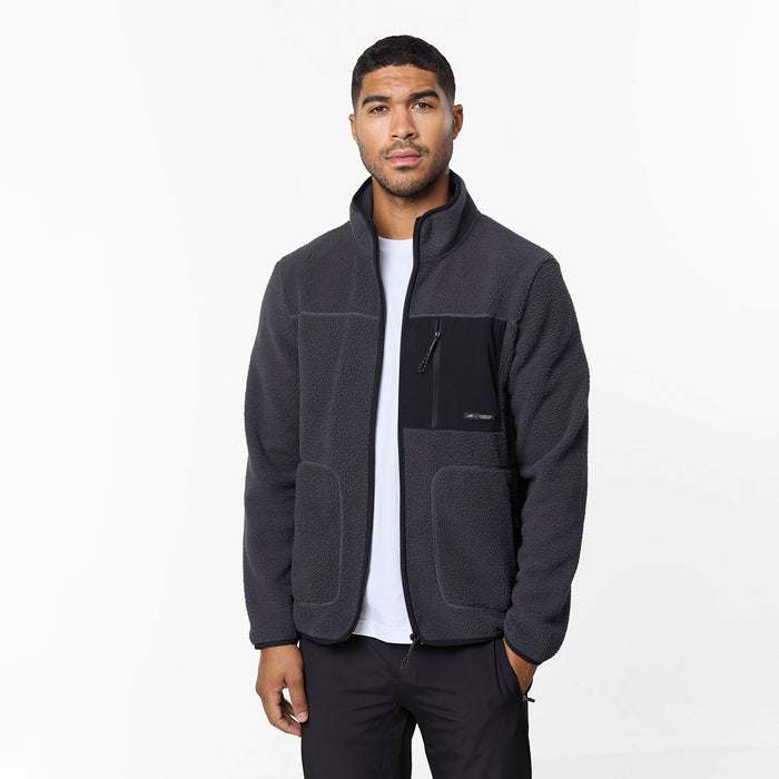 Borg Tech Zip Through Jacket | Dark Grey