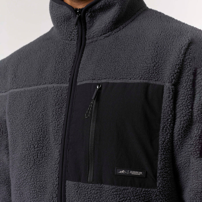 Borg Tech Zip Through Jacket | Dark Grey