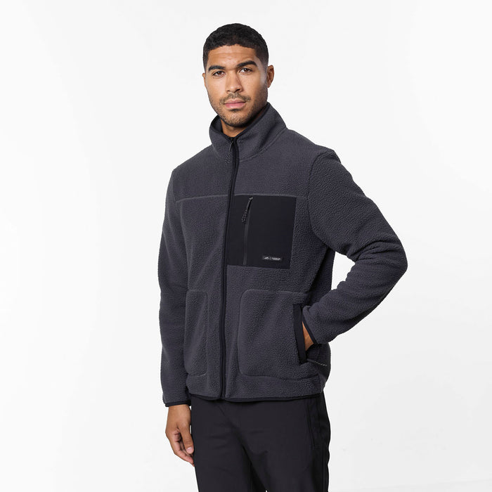 Borg Tech Zip Through Jacket | Dark Grey
