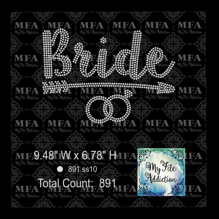 Bride with Arrow Rhinestone Digital Download File