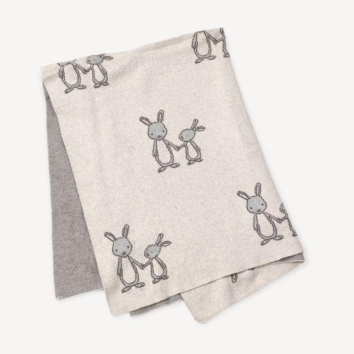 Bunny Mommy & Me Baby Knit Blanket & Lovey Gift SET -  by Carlyle Avenue