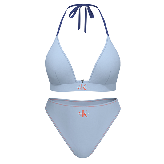 Calvin Klein Halter Triangle Swim - CK Monogram Blue