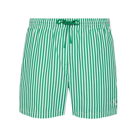 Calvin Klein Monogram Medium Drawstring Swim Shorts Penny Stripe/Mardi Gras Green