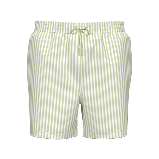 Calvin Klein Monogram Medium Drawstring Swim Shorts Penny Stripe/White Jade