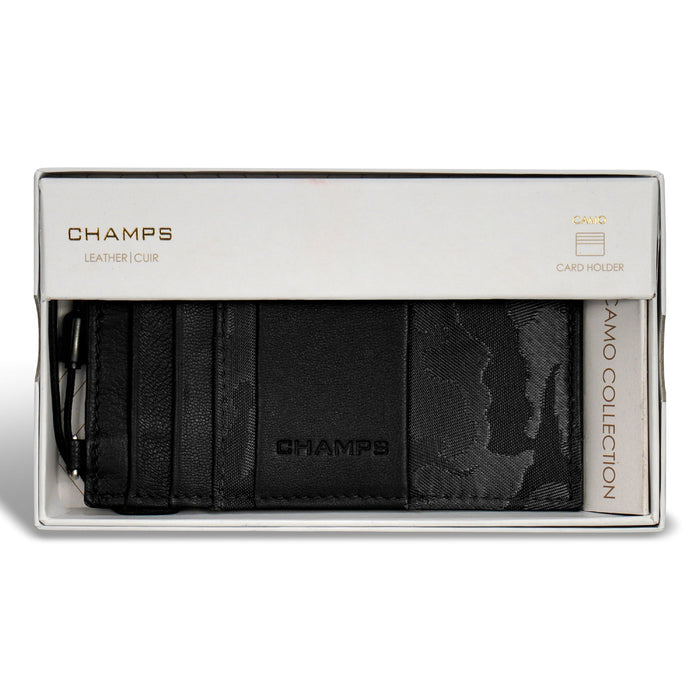 Camo / Leather Slim Cardholder *Drop Ship*
