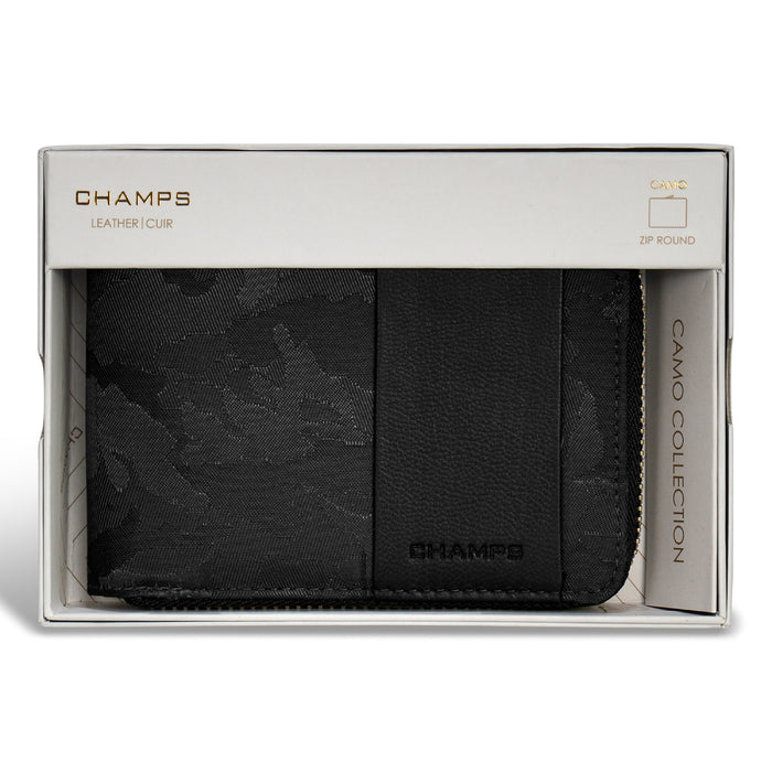 Camo / Leather Zip Around Wallet *Drop Ship*