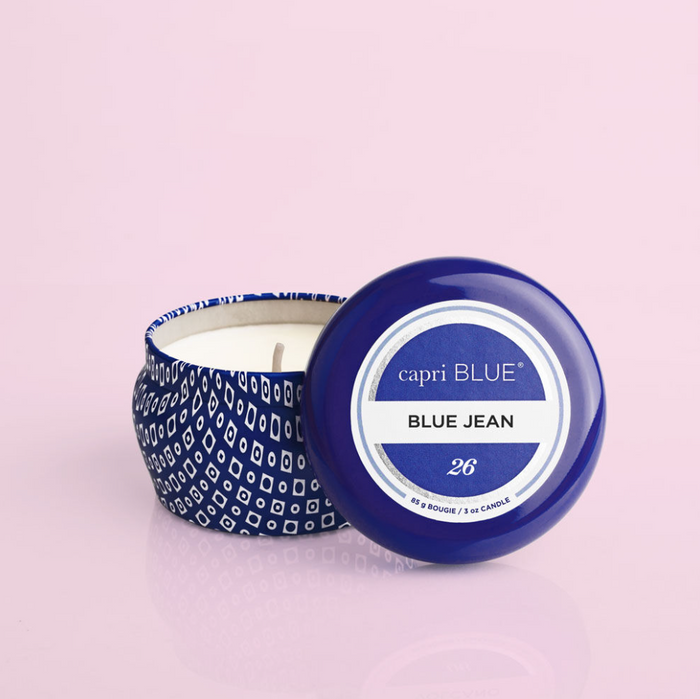Capri Blue Print Tin Mini 3oz Candles in Blue Jean at Wrapsody