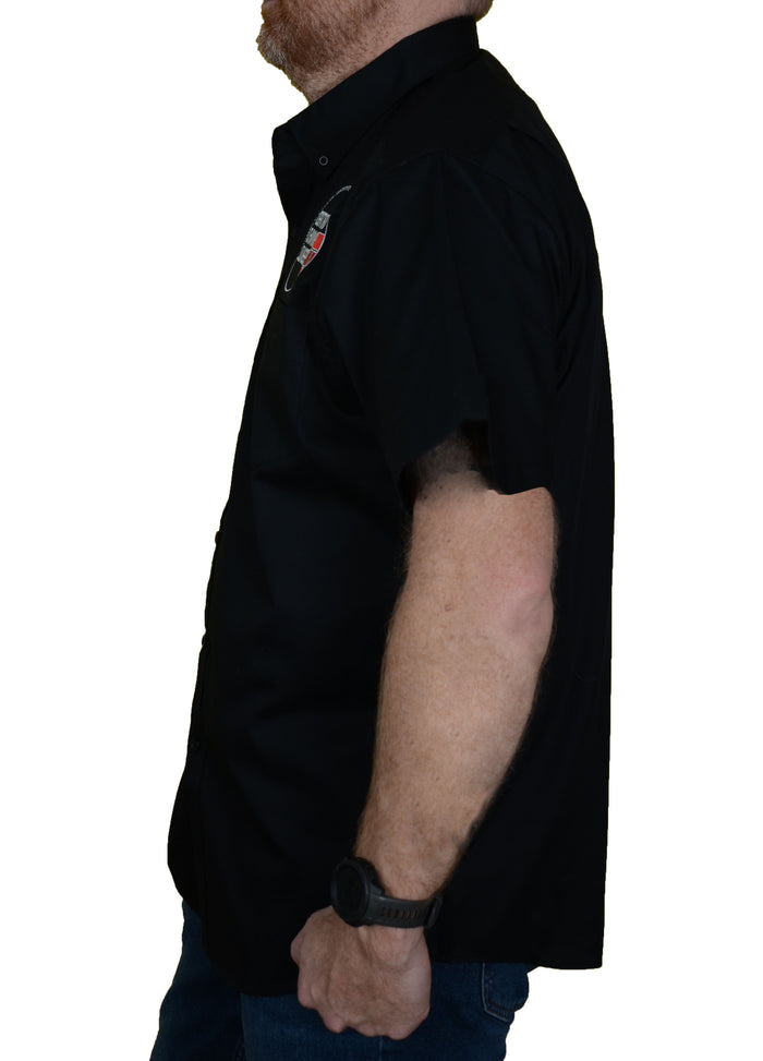 CCS Black Short-Sleeve Button-Up