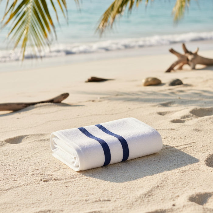 Bath / Two Blue Dobby Stripes on One End / 24"X48" 8.00 lb 12 PK