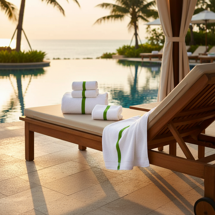 Center Green Stripe Towels  - Rifz Textiles Inc
