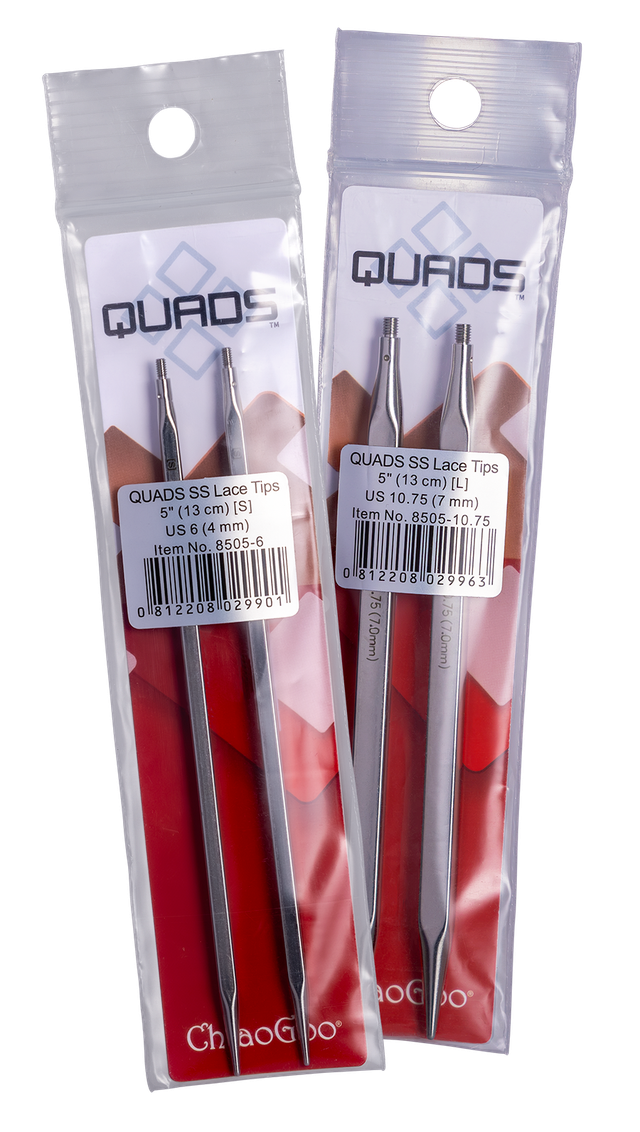 ChiaoGoo - QUADS SS Lace Interchangeable Needle Tips - 5"