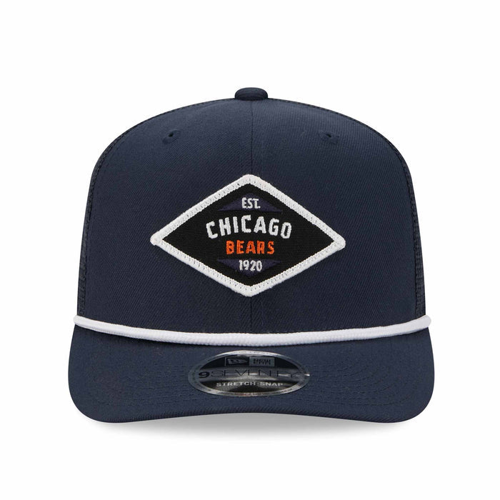 Chicago Bears New Era Navy Diamond 9SEVENTY Stretch Snap Rope Mesh Adjustable Cap