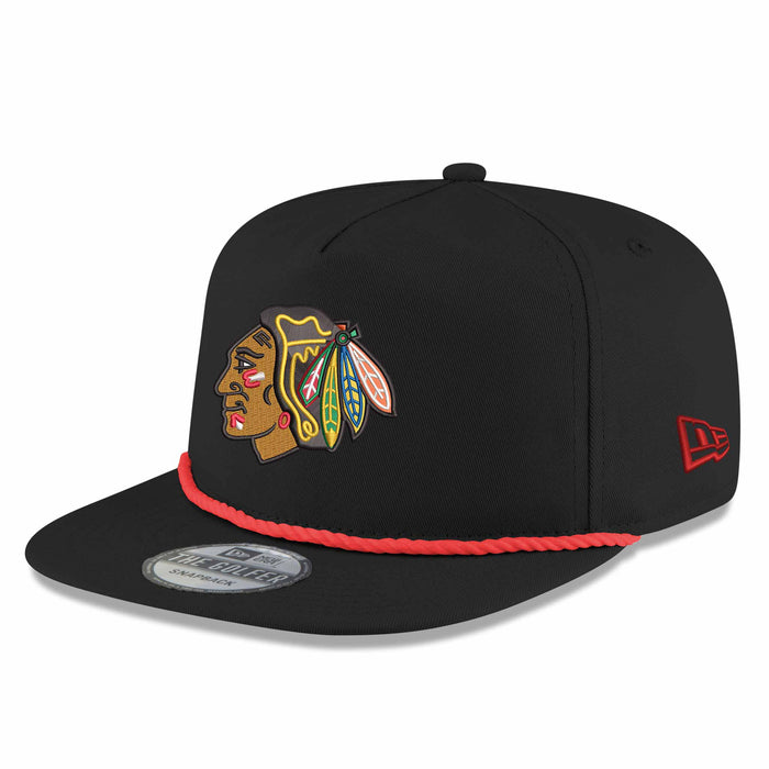 Chicago Blackhawks 2025 Winter Classic New Era Black Rope Golfer Adjustable Cap