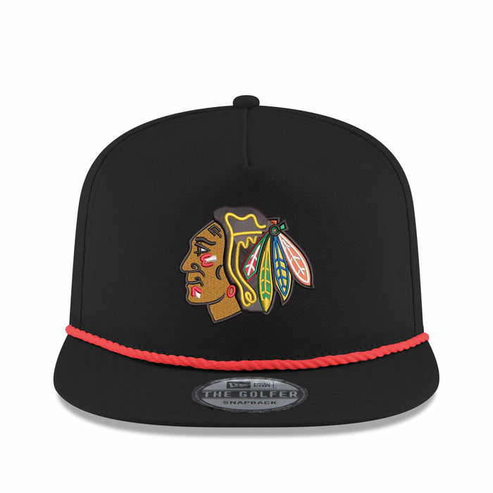 Chicago Blackhawks 2025 Winter Classic New Era Black Rope Golfer Adjustable Cap