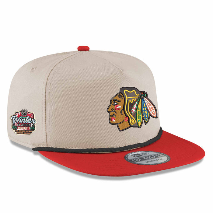 Chicago Blackhawks 2025 Winter Classic New Era Chrome Red Rope Golfer Adjustable Cap