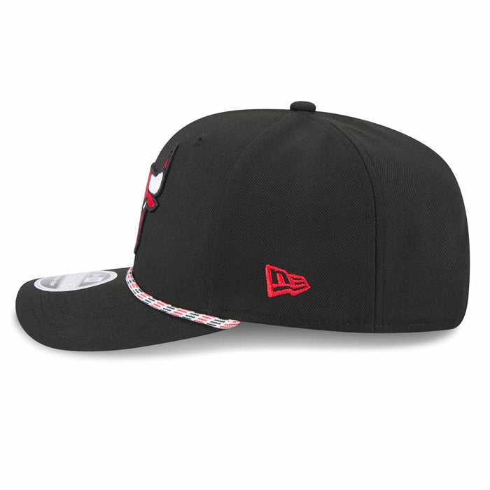 Chicago Bulls New Era Black Bulls Head Logo 9SEVENTY Stretch Fit Multi Rope Adjustable Cap