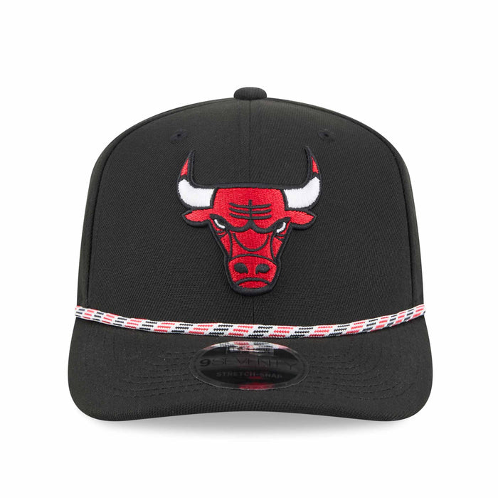 Chicago Bulls New Era Black Bulls Head Logo 9SEVENTY Stretch Fit Multi Rope Adjustable Cap