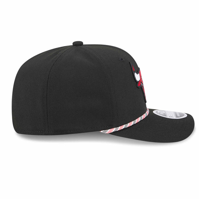 Chicago Bulls New Era Black Bulls Head Logo 9SEVENTY Stretch Fit Multi Rope Adjustable Cap