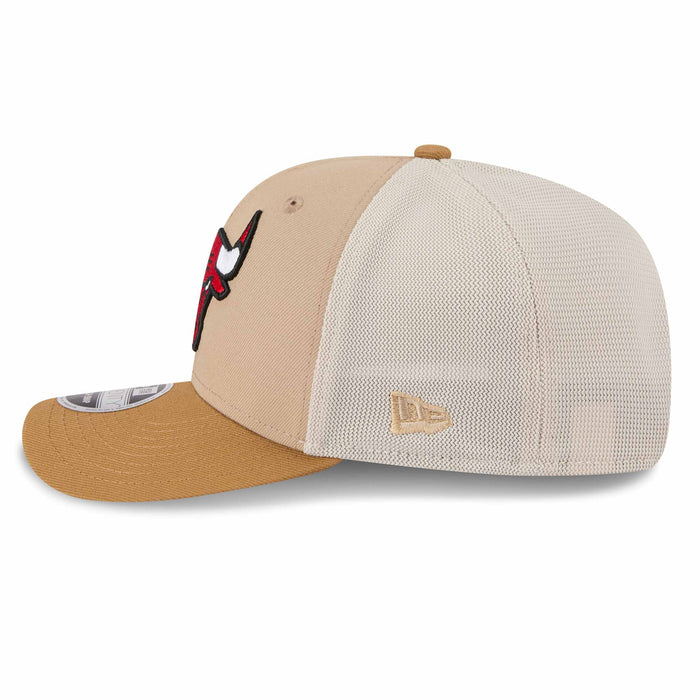 Chicago Bulls New Era Khaki Bulls Head Logo 9SEVENTY Stretch Fit Mesh Trucker Adjustable Cap