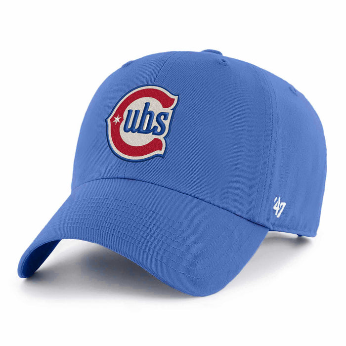 Chicago Cubs 47 Brand Blue Raz Alternate Two Logo Clean Up Adjustable Cap