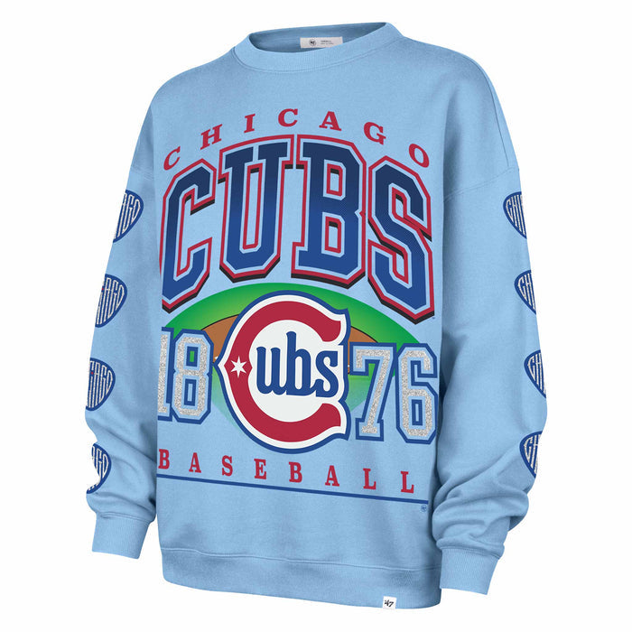 Chicago Cubs 47 Brand Women's Alternate Blues Go Big Oversized Crewneck Sweatshirt