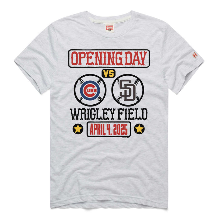 Chicago Cubs Homage 2025 Opening Day Cubs vs. Padres T Shirt