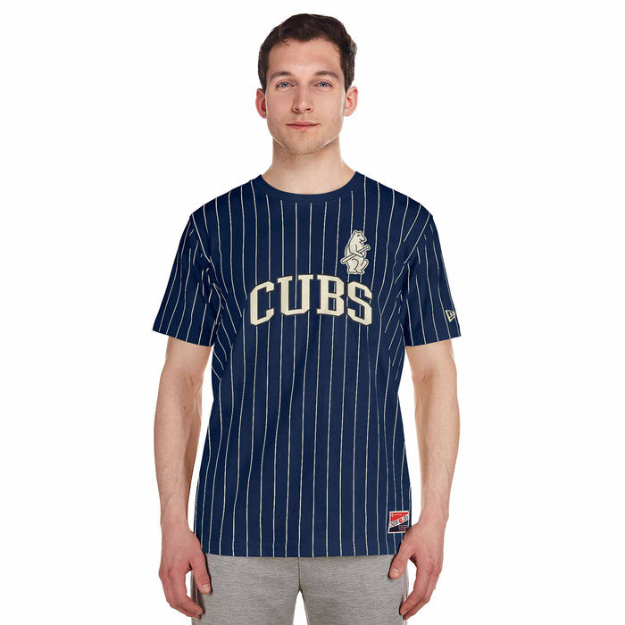 Chicago Cubs New Era 1914 Bear Navy Pinstripe T-Shirt