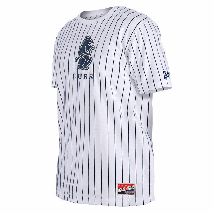 Chicago Cubs New Era 1914 Bear White Pinstripe T-Shirt