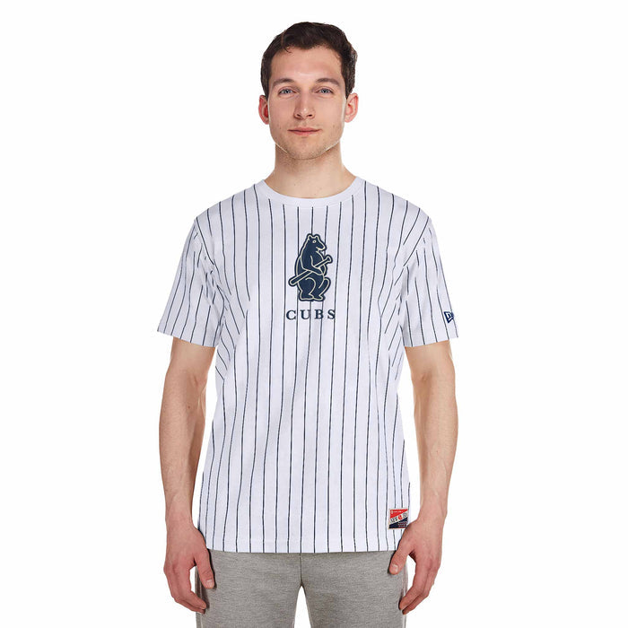 Chicago Cubs New Era 1914 Bear White Pinstripe T-Shirt