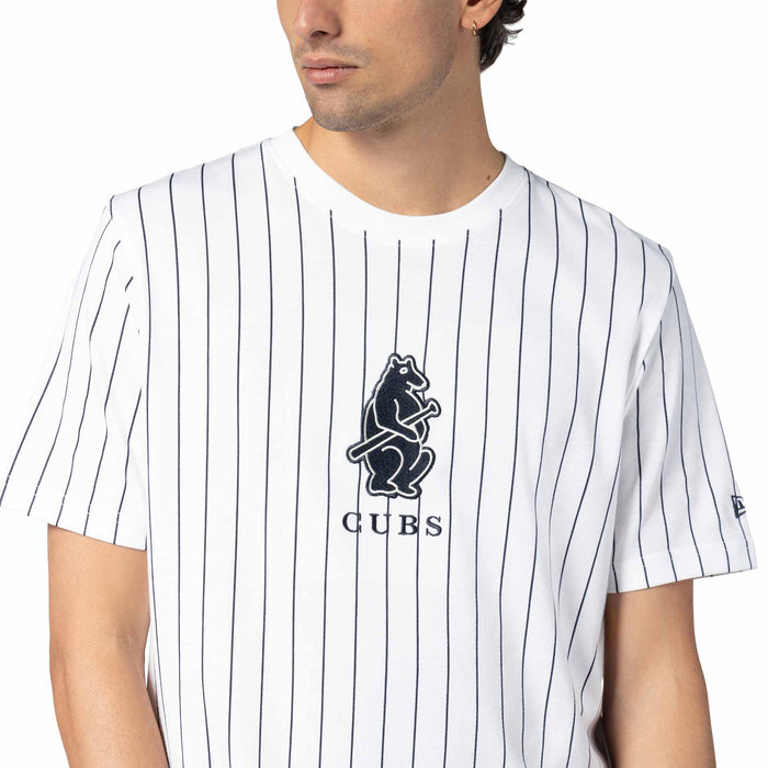 Chicago Cubs New Era 1914 Bear White Pinstripe T-Shirt