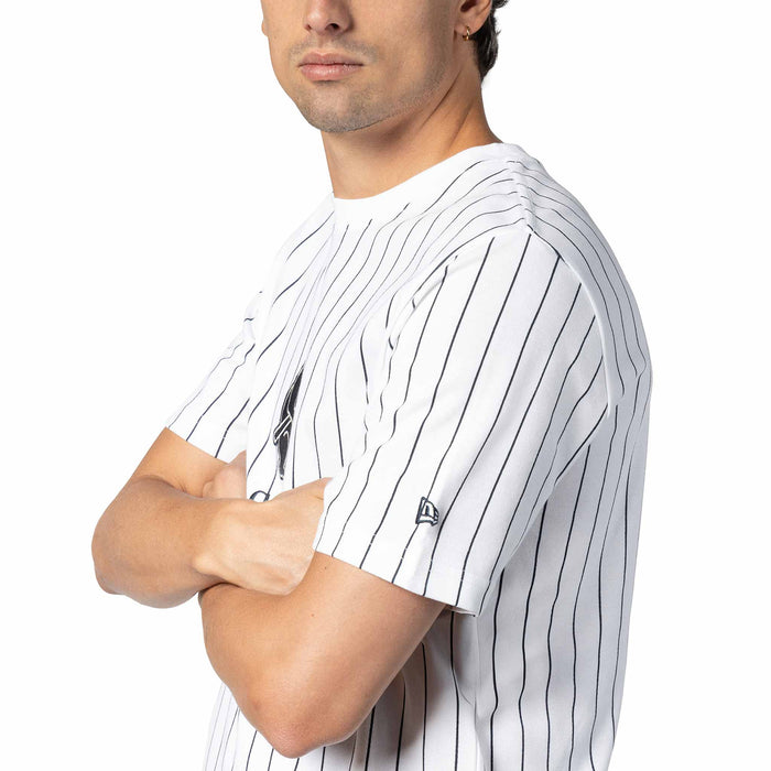 Chicago Cubs New Era 1914 Bear White Pinstripe T-Shirt
