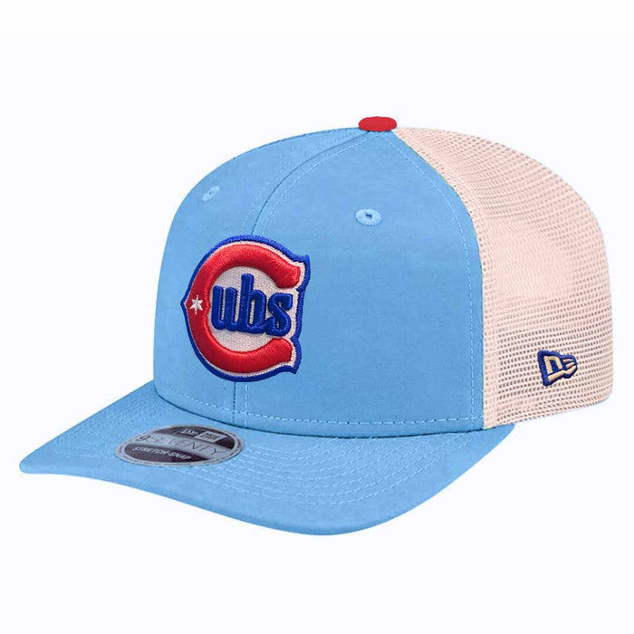 Chicago Cubs New Era Blues Alternate Sky Blue Chrome 9SEVENTY Stretch Snap Trucker Adjustable Cap